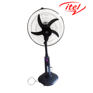 Ventilateur Rechargeable itel 16 Pouces – Panneau de Contrôle Numérique, Éclairage LED Intégré, Noir