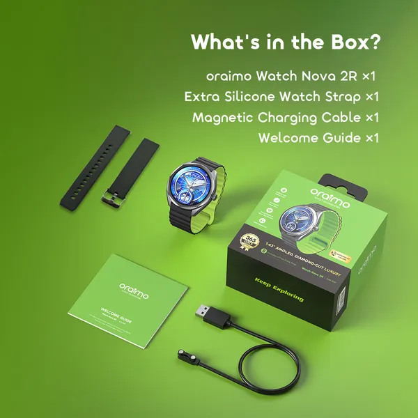 Montre Connectée Ronde Oraimo Watch Nova 2R (OSW-834) – Écran AMOLED 1.43", Finition Luxe Taillée Diamant, Appels HD et Bracelet Supplémentaire – Image 2