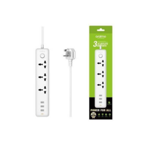 Multiprise Électrique Oraimo PowerHub – 3 Prises AC, 3 Ports USB, Charge Rapide, Protection Intelligente, Blanc