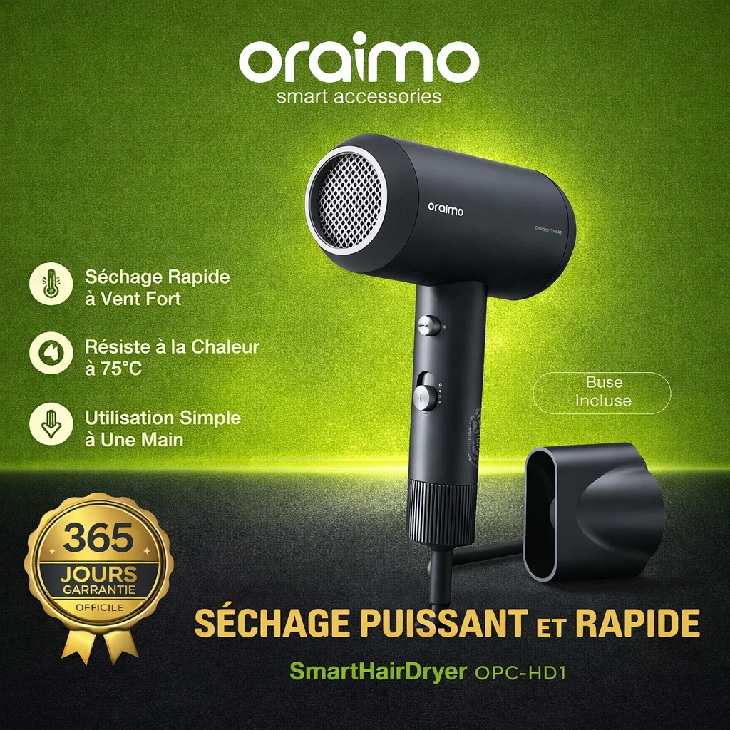 Sèche-Cheveux Professionnel Oraimo SmartHairDryer (OPC-HD1) – 1800W – Image 2