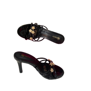 Sandales à Talons Hauts et Brides Ornées Amitin – Mules Noires à Talons Aiguilles