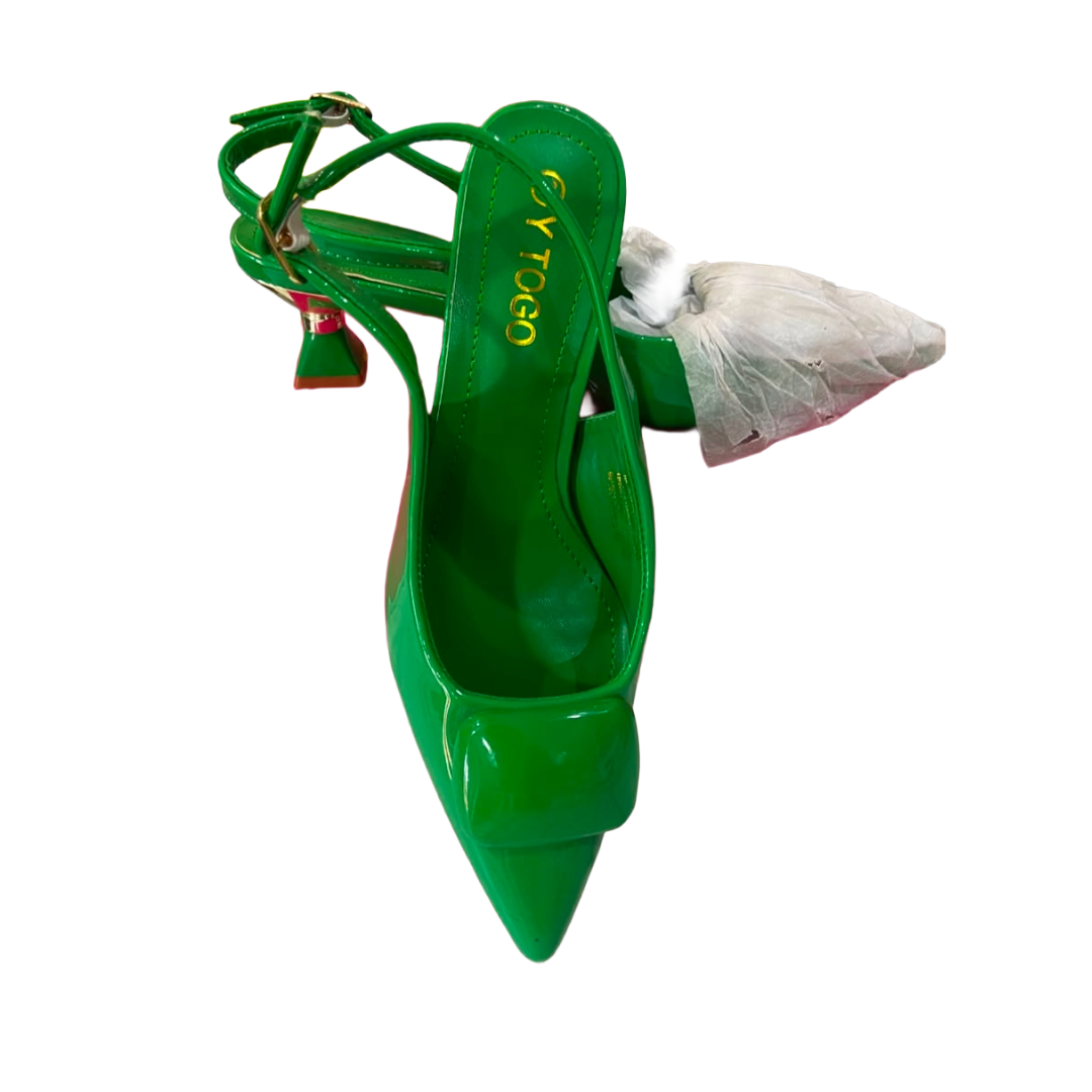 Escarpins Slingbacks Vernis Verts GY TOGO – Talons Géométriques