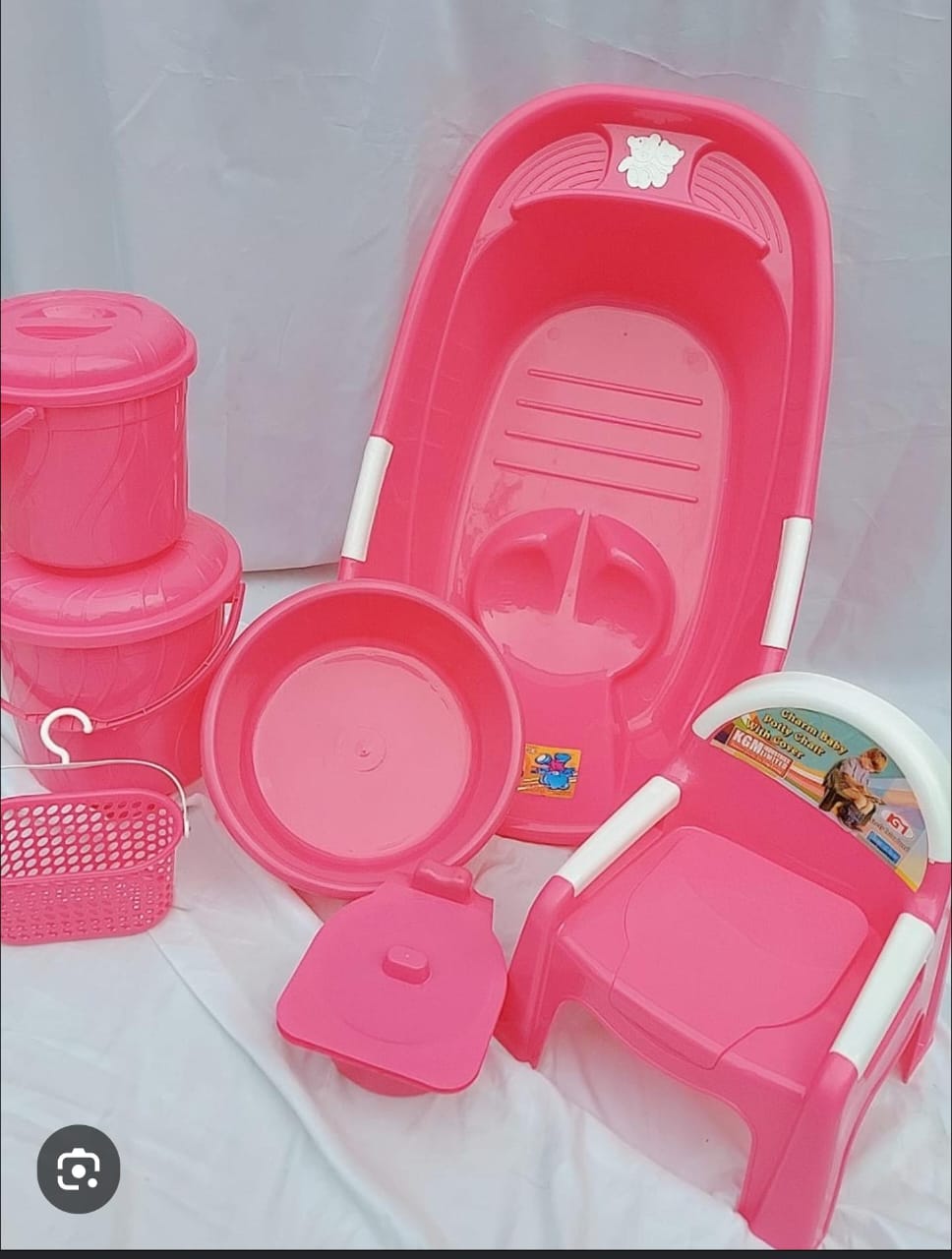 Trousseau de Bain et d'Hygiène pour Bébé – Baignoire Ergonomique, Pot, Cuvette, Seau et Panier (Coloris au Choix) – Image 3