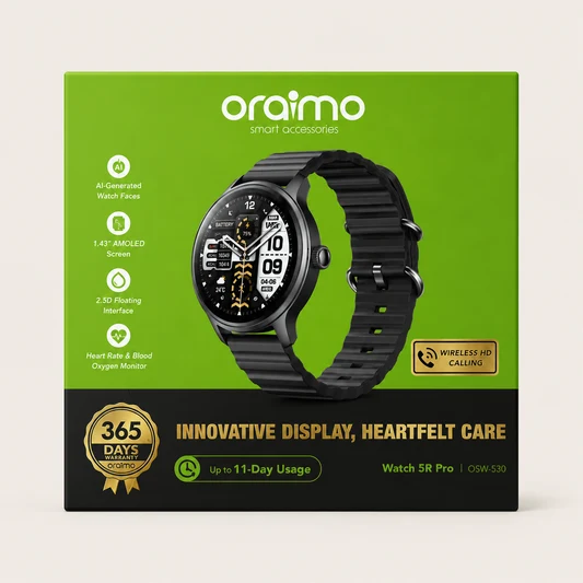 Montre Connectée Ronde Oraimo Watch 5R Pro – Écran AMOLED 1.43", Appels Bluetooth HD, Suivi Santé et Autonomie 11 Jours – Image 2