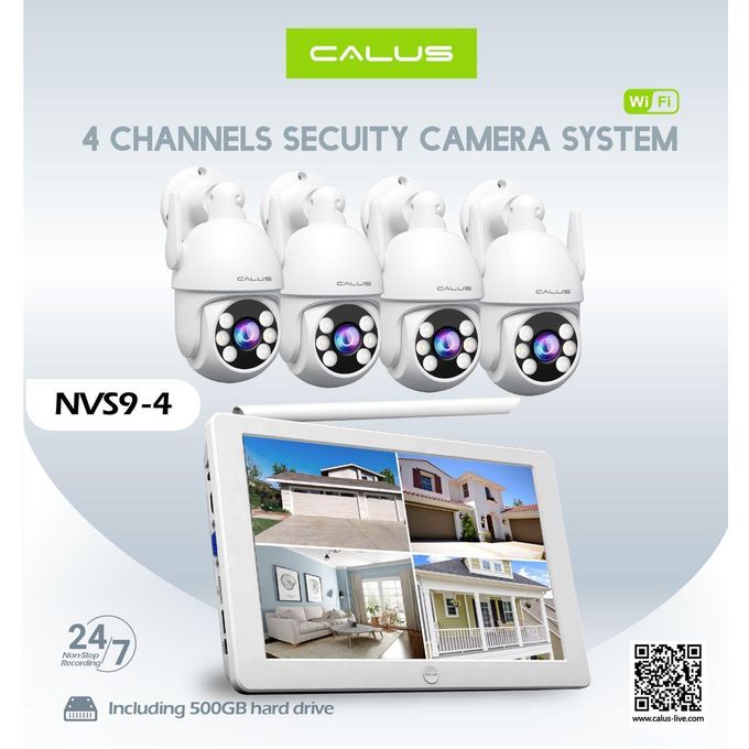 Kit de Vidéosurveillance Wi-Fi 4 Canaux CALUS NVS11-4 – 4 Caméras & Disque Dur 500 Go Inclus – Image 2