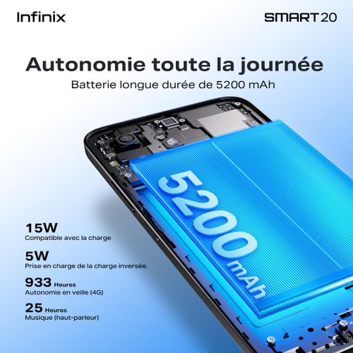 Infinix Smart 20 (4Go/128Go) – Batterie 5200mAh, Ultra-fin 7.7mm & Écran 120Hz – Image 4
