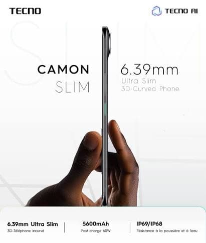 TECNO Camon .Slim – Ultra-Fin 6.39mm, Écran AMOLED 144Hz, 24 Go RAM, IP68/IP69 – Image 2