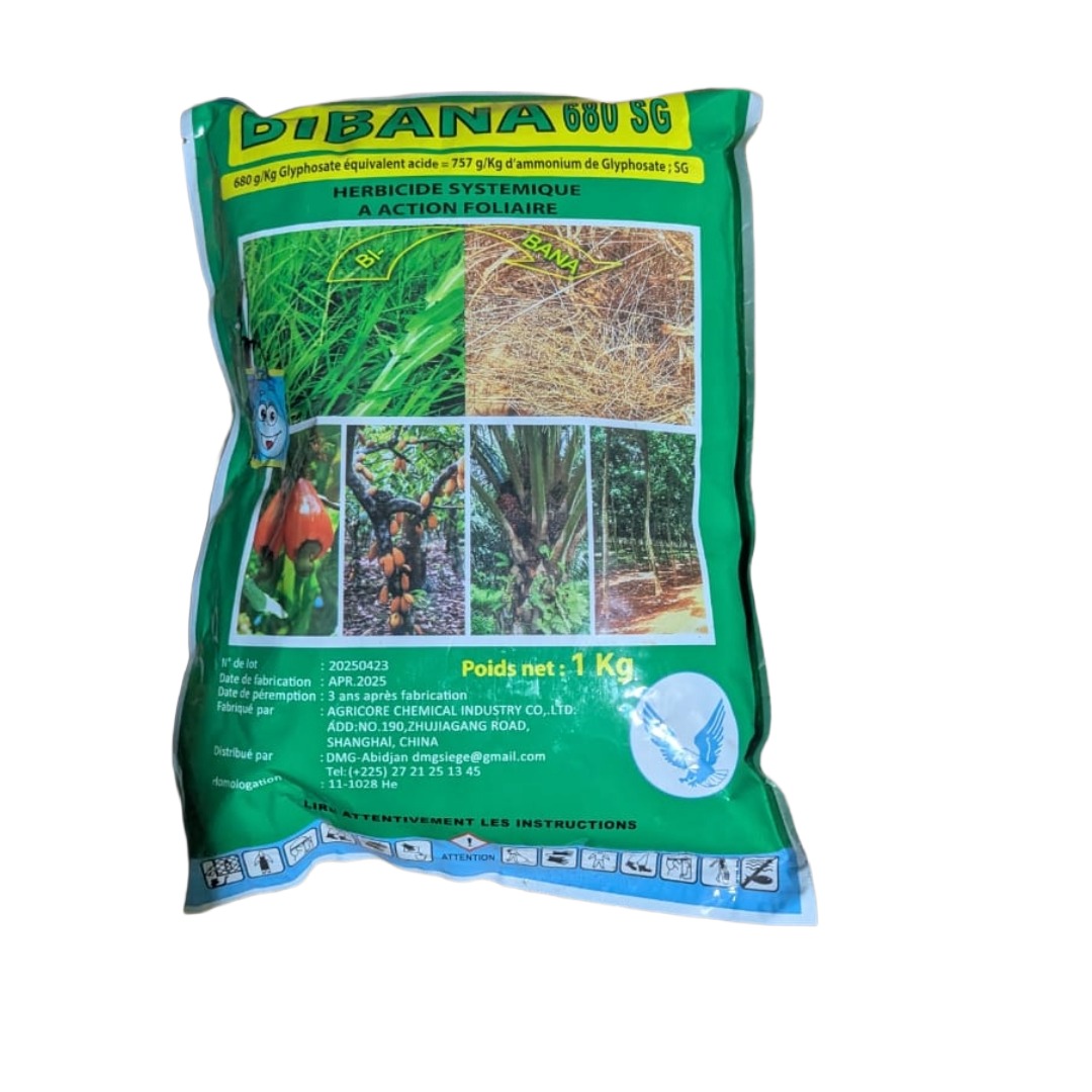 Herbicide Systémique DIBANA 680 SG – Glyphosate 680 g/Kg, Poids Net 1 Kg